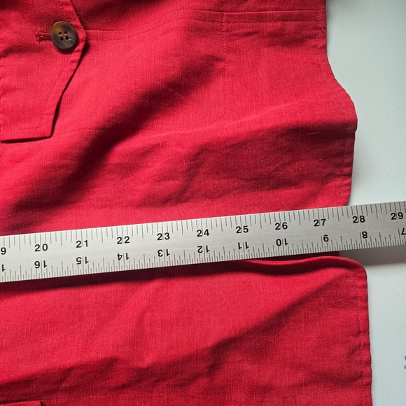 Talbots Red Silk/Linen Blend Blazer Jacket Women's Size 14 Single Breasted - Picture 3 of 8